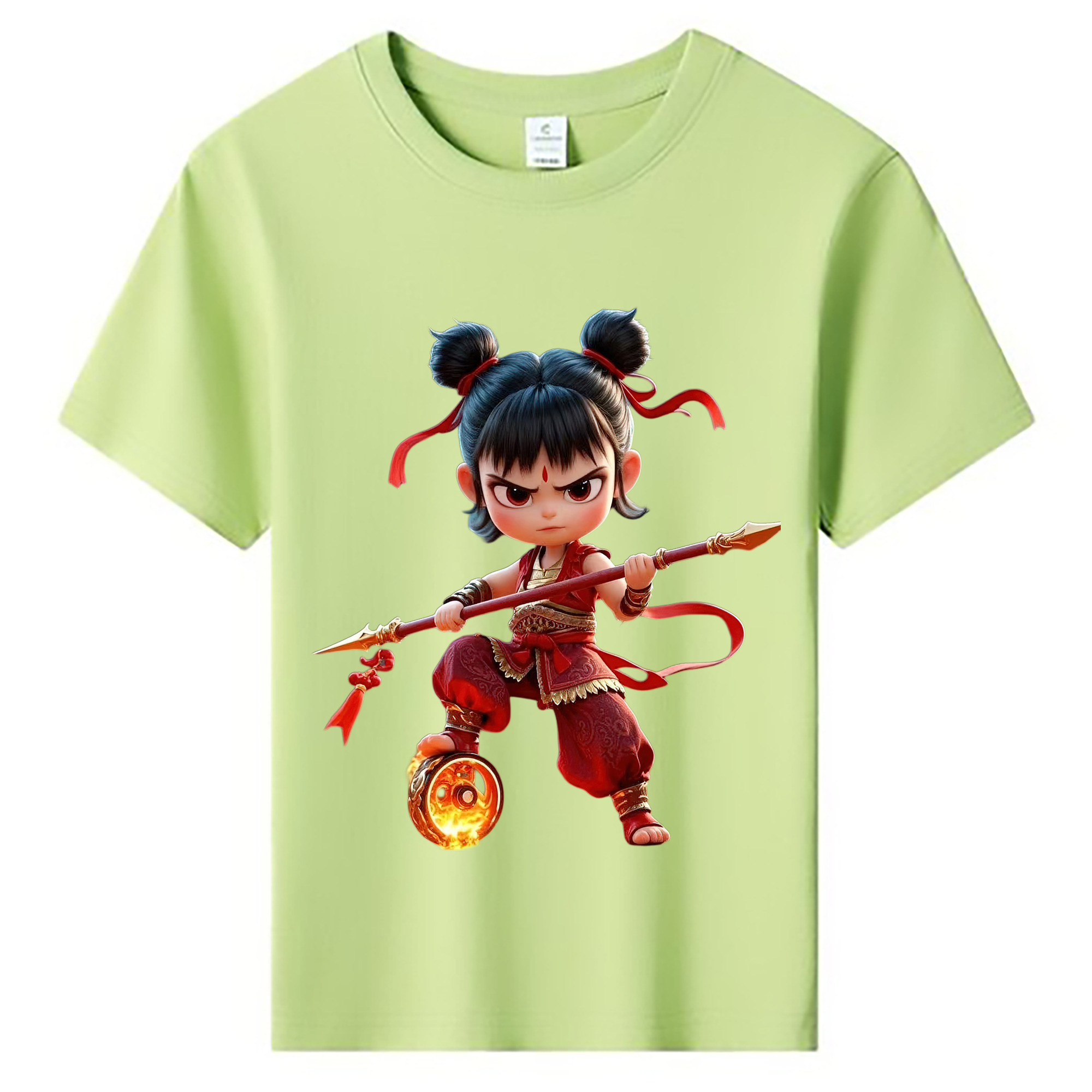 （画像用） Ne Zha 2 ナタ 魔童の大暴れ 綿100％キッズTシャツ（フロントプリント）